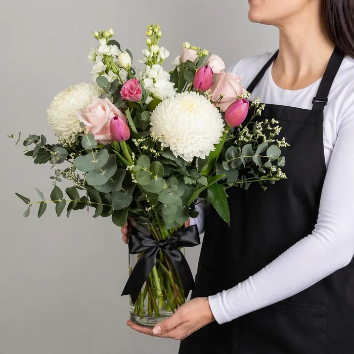 Soft pastel bouquet arranged