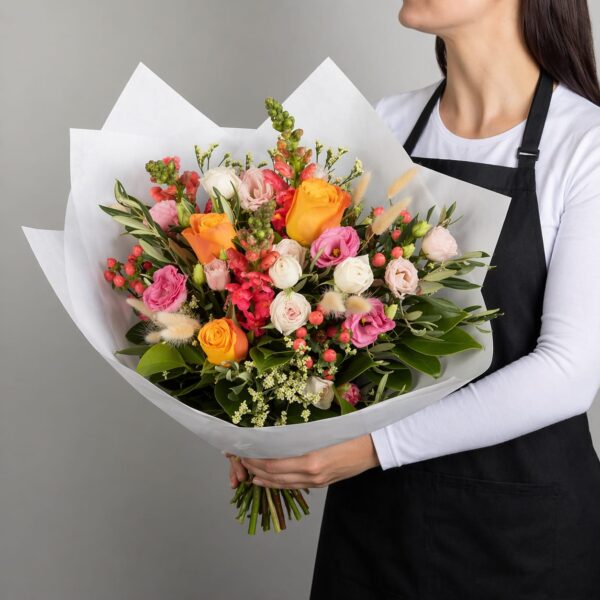 Peach Rose Bouquet arranged