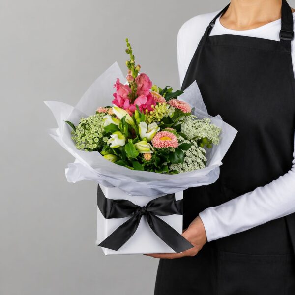 Pink Wrapped Posy arranged