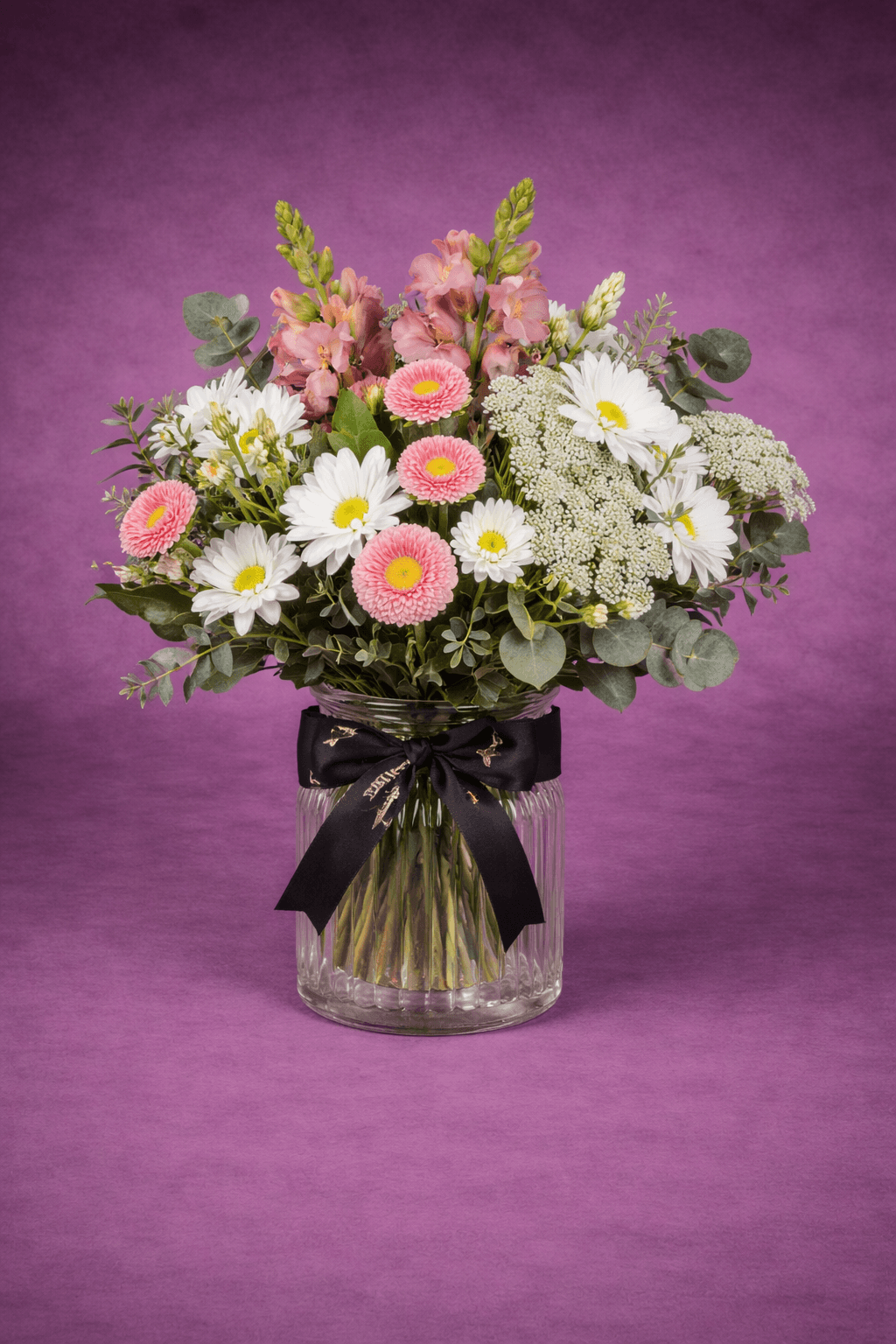 Elegant Floral Bouquet with Glass Vase