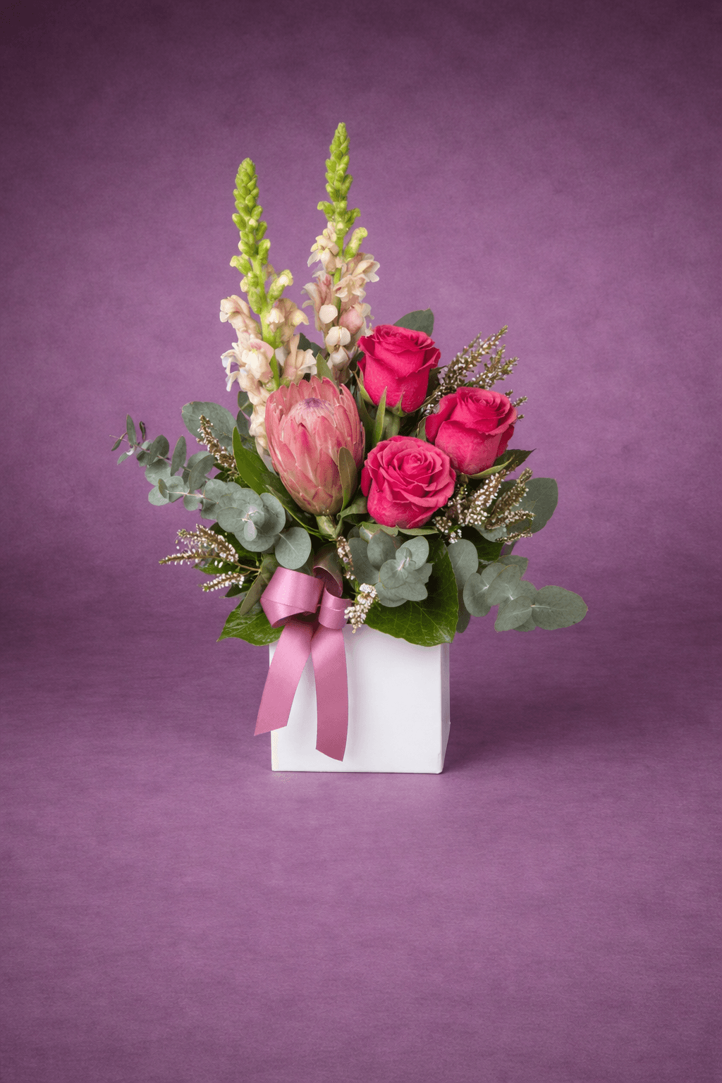 Floral Arrangement in a White Box