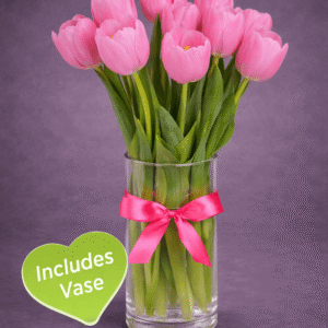 Pink Tulips in a Glass Vase