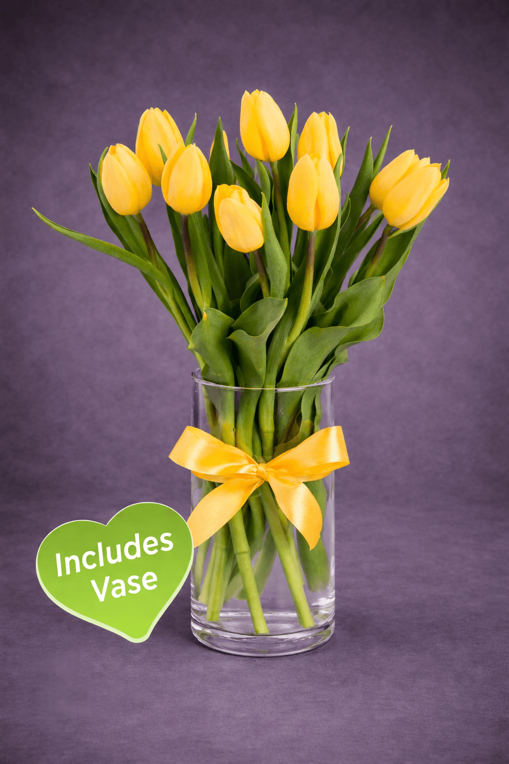 Yellow Tulips in Glass Vase